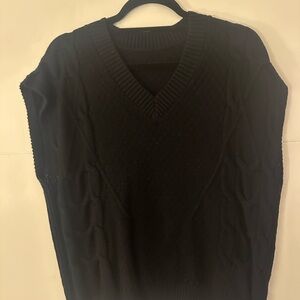 Woman’s Black V-Neck Sweater - SLEEVELESS